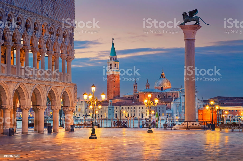 Image of St Marks square in Venice during sunrise